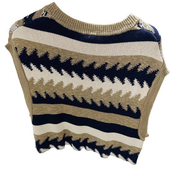 Free People Women's Geometric Cyprus Sweater Vest Boho XS Crop - Picture 2 of 7